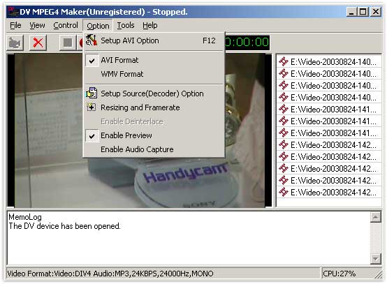 Click to view DV MPEG4 Maker 2.6.0 screenshot